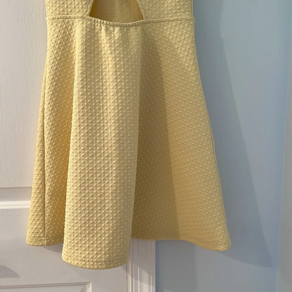 Frenchi(R) 'Spring Dot' Cutout Back Skater Dress (Juniors) YELLOW SOFT